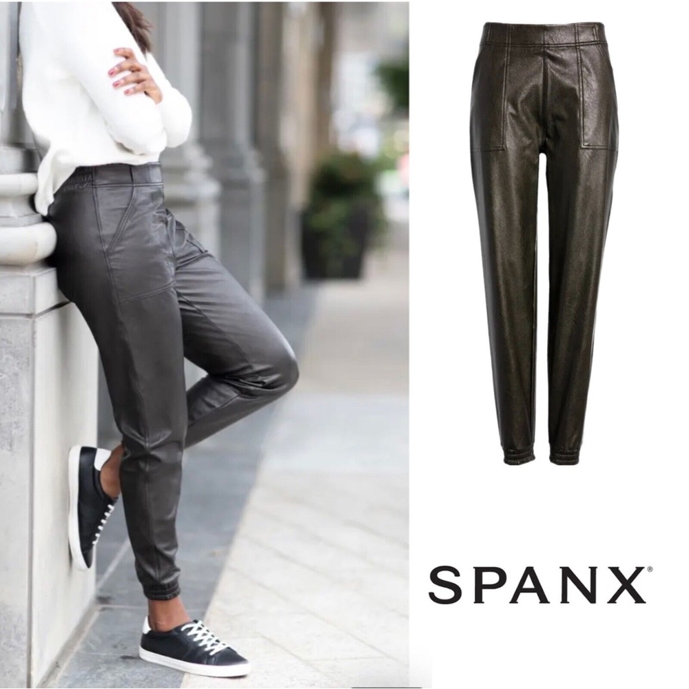 NWOT SPANX Faux Leather Joggers